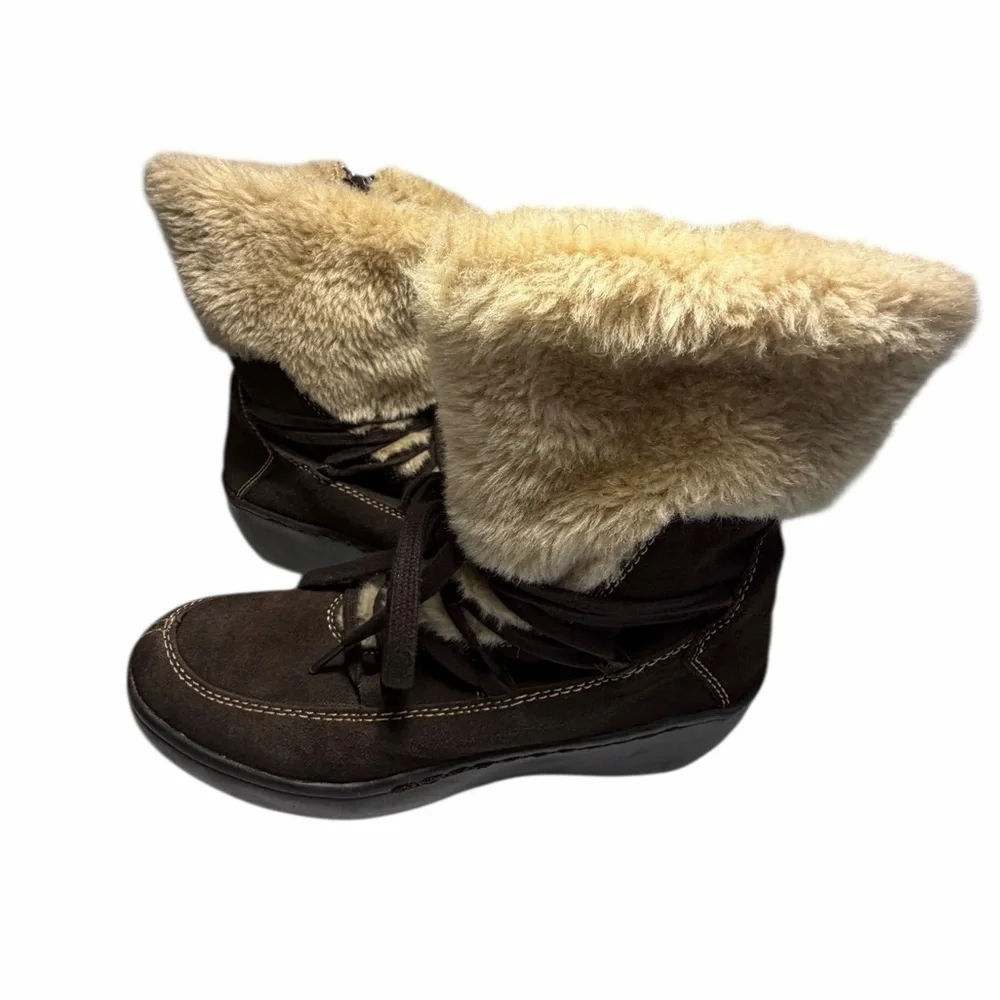 Naturalizer Brown Leather and Faux Fur-Lined Women's Snow Boots Sz 9.5